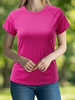 Fitted Pink Performance Running Shirt, Size Medium